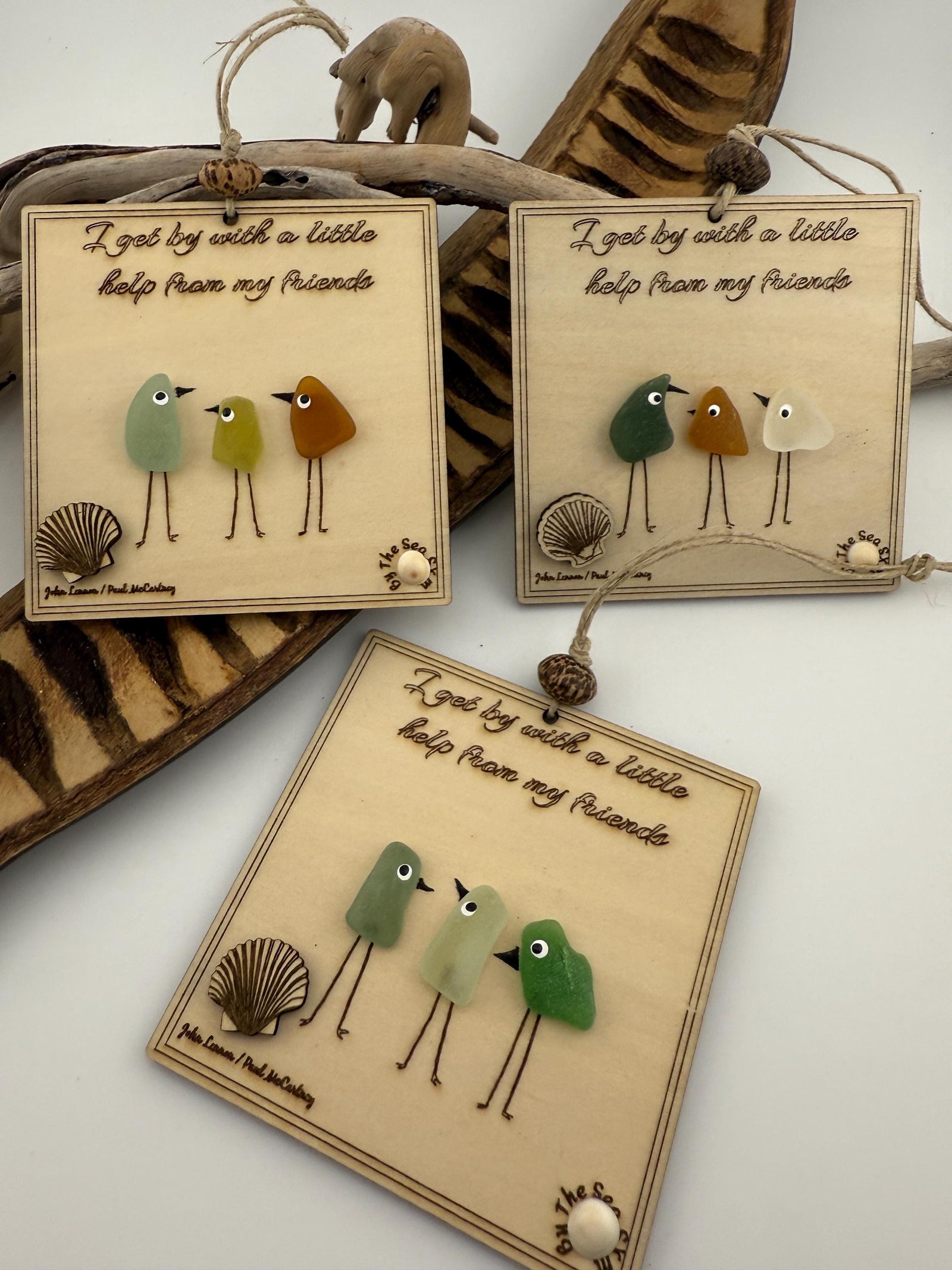 Personalized Sea Glass Bird Ornament – Engraved Friendship (Christmas) Gift