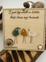 Personalized Sea Glass Bird Ornament – Engraved Friendship (Christmas) Gift