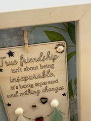 True Friendship Frame – 5x7 Sea Glass Keepsake with Quote, Handmade Personalized Gift for Best Friend, Long Distance or Farew