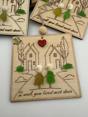 Sea Glass Friendship Plaque: Custom Engraved Wood Friend (Christmas) Gift Ornament