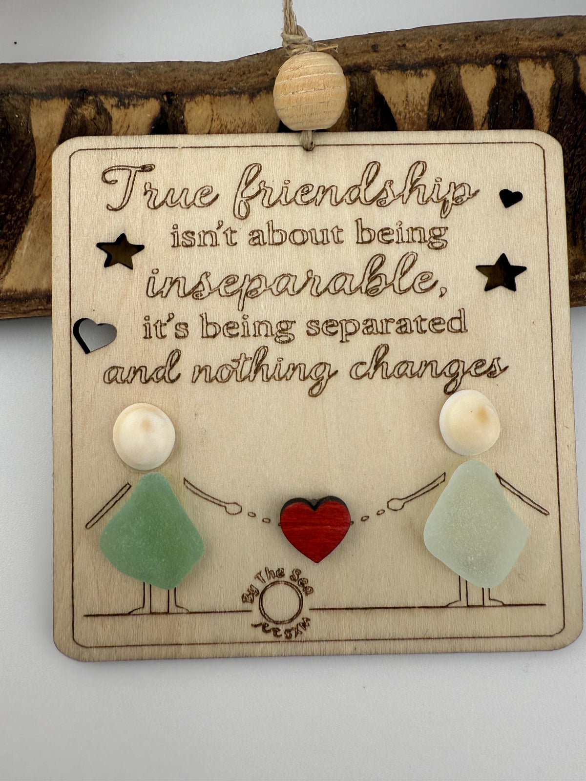 Sea Glass Friendship Plaque: Custom BFF Engraved Keepsake (Christmas) Ornament