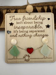 Sea Glass Friendship Plaque: Custom BFF Engraved Keepsake (Christmas) Ornament