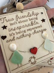 Sea Glass Friendship Plaque: Custom BFF Engraved Keepsake (Christmas) Ornament
