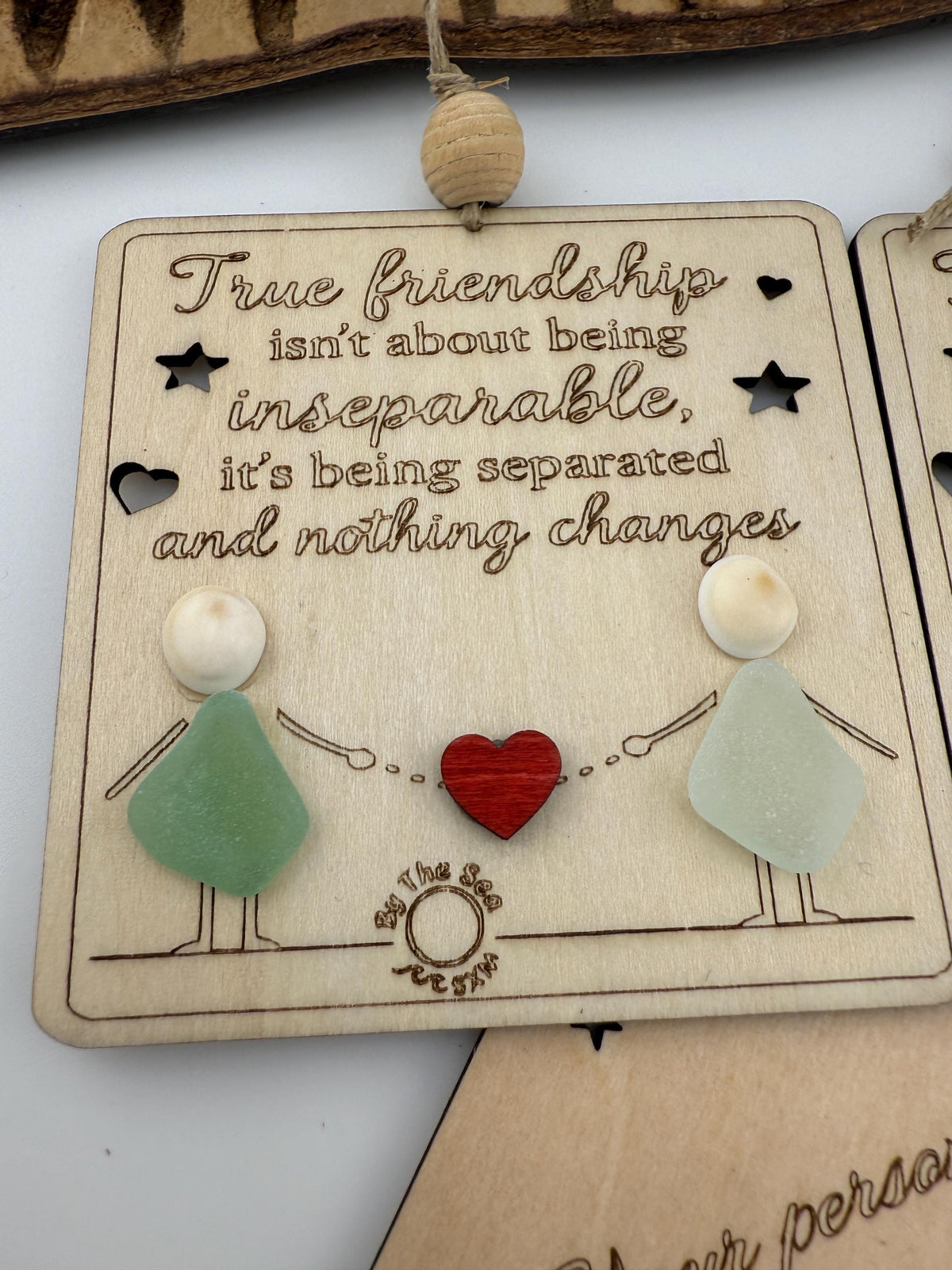 Sea Glass Friendship Plaque: Custom BFF Engraved Keepsake (Christmas) Ornament