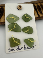 Handmade Caribbean Sea Glass Unique Buttons, Set of 6, Sewing Textile Embellishments