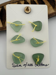 Handmade Caribbean Sea Glass Unique Buttons, Set of 6, Sewing Textile Embellishments
