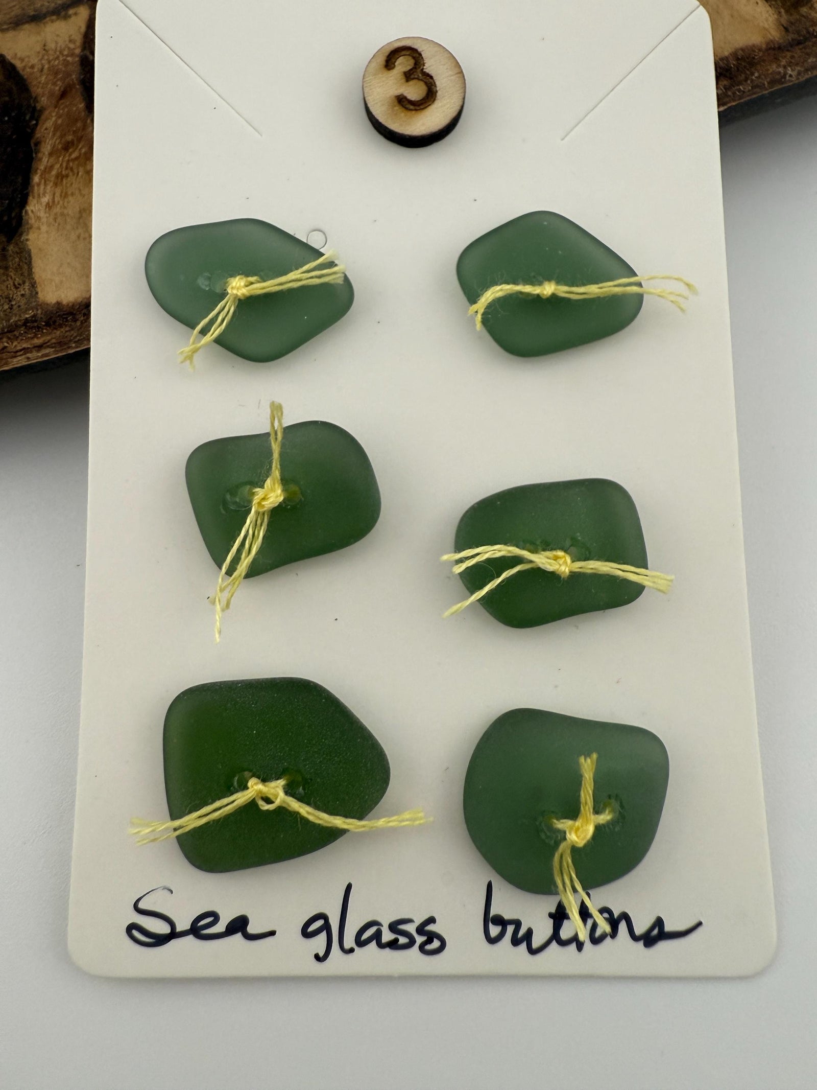 Handmade Caribbean Sea Glass Unique Buttons, Set of 6, Sewing Textile Embellishments