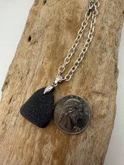 Rare Trio Pirate Sea Glass Necklaces – Authentic Caribbean Sea Glass Pendants, Unisex Stainless Steel Jewelry