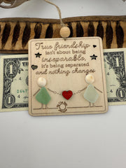 Sea Glass Friendship Plaque: Custom BFF Engraved Keepsake (Christmas) Ornament
