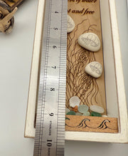 Rustic Shadow Box Jellyfish Art: Sea Glass, Shells & Poetic Quote