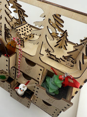 Unique Lighted Wooden Advent Calendar – Rustic Christmas Countdown Decoration, Holiday Family Tradition Limited Edition