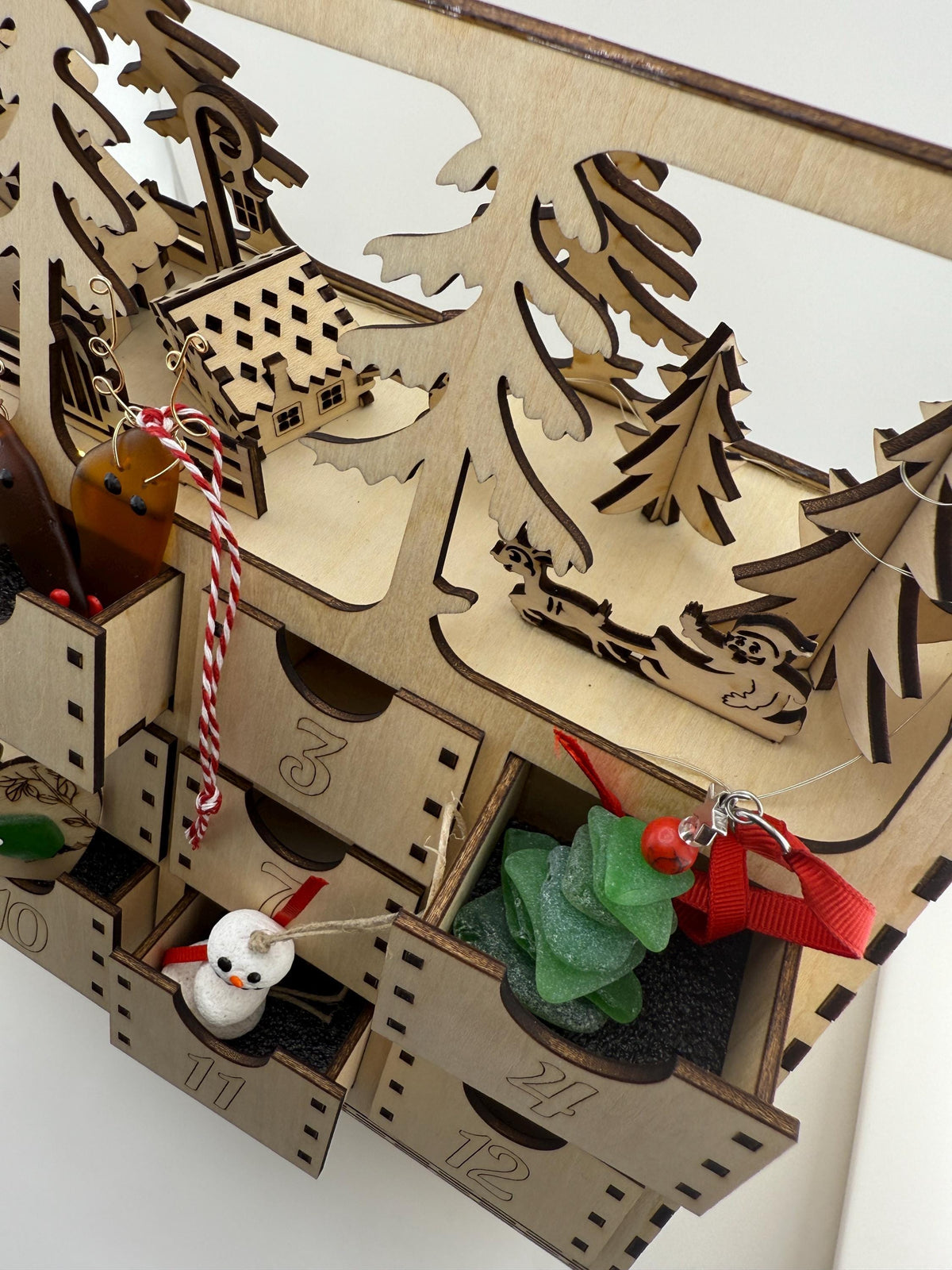 Unique Lighted Wooden Advent Calendar – Rustic Christmas Countdown Decoration, Holiday Family Tradition Limited Edition