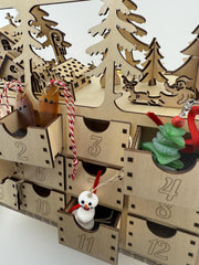 Unique Lighted Wooden Advent Calendar – Rustic Christmas Countdown Decoration, Holiday Family Tradition Limited Edition