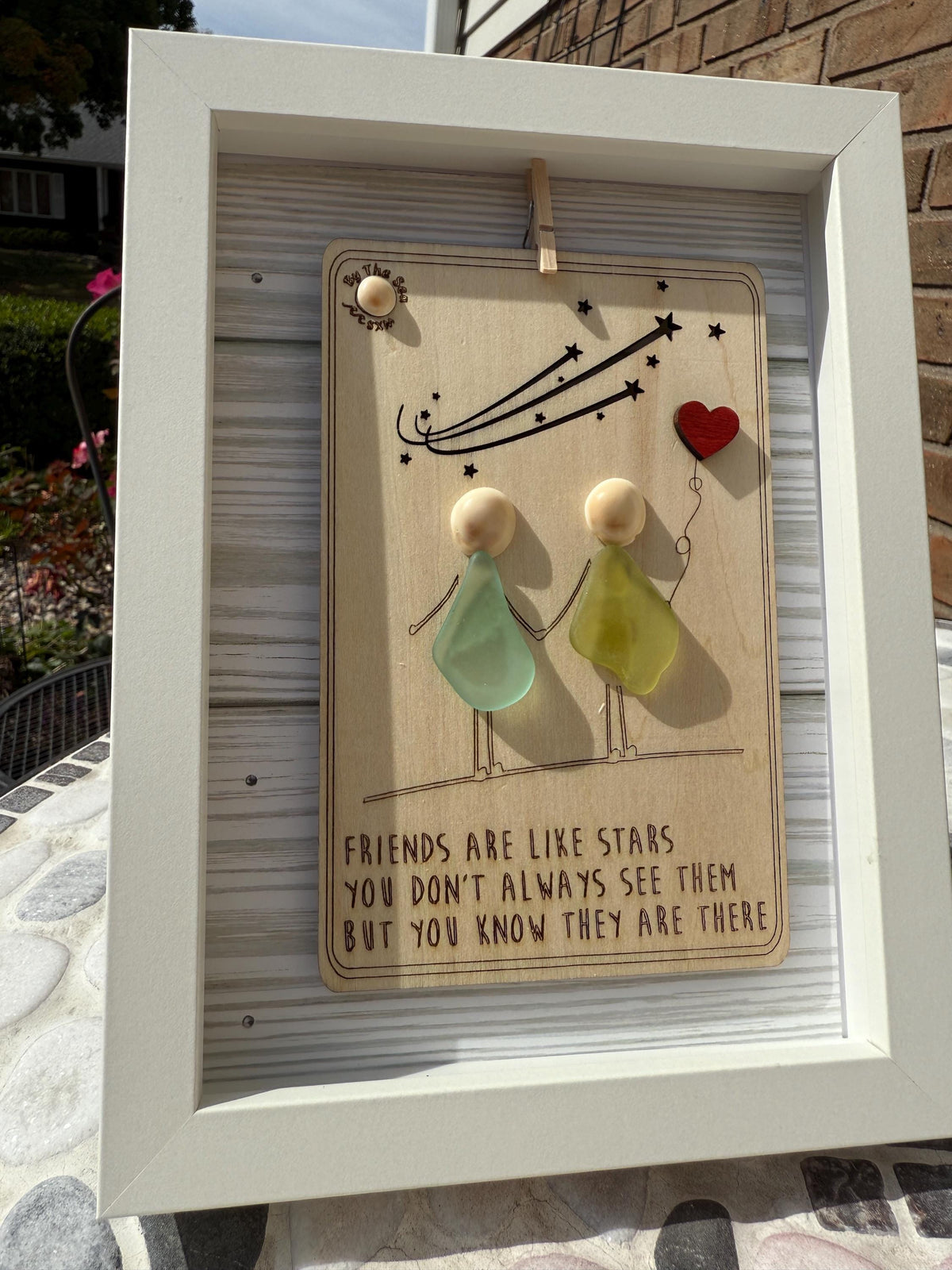 Friends Are Like Stars Sea Glass Art, Best Friend Gift, Personalized Friendship Keepsake, Coastal Shelf Decor, Beach House De