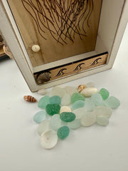 Rustic Shadow Box Jellyfish Art: Sea Glass, Shells & Poetic Quote