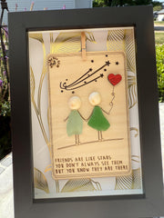 Friends Are Like Stars Sea Glass Art, Best Friend Gift, Personalized Friendship Keepsake, Coastal Shelf Decor, Beach House De