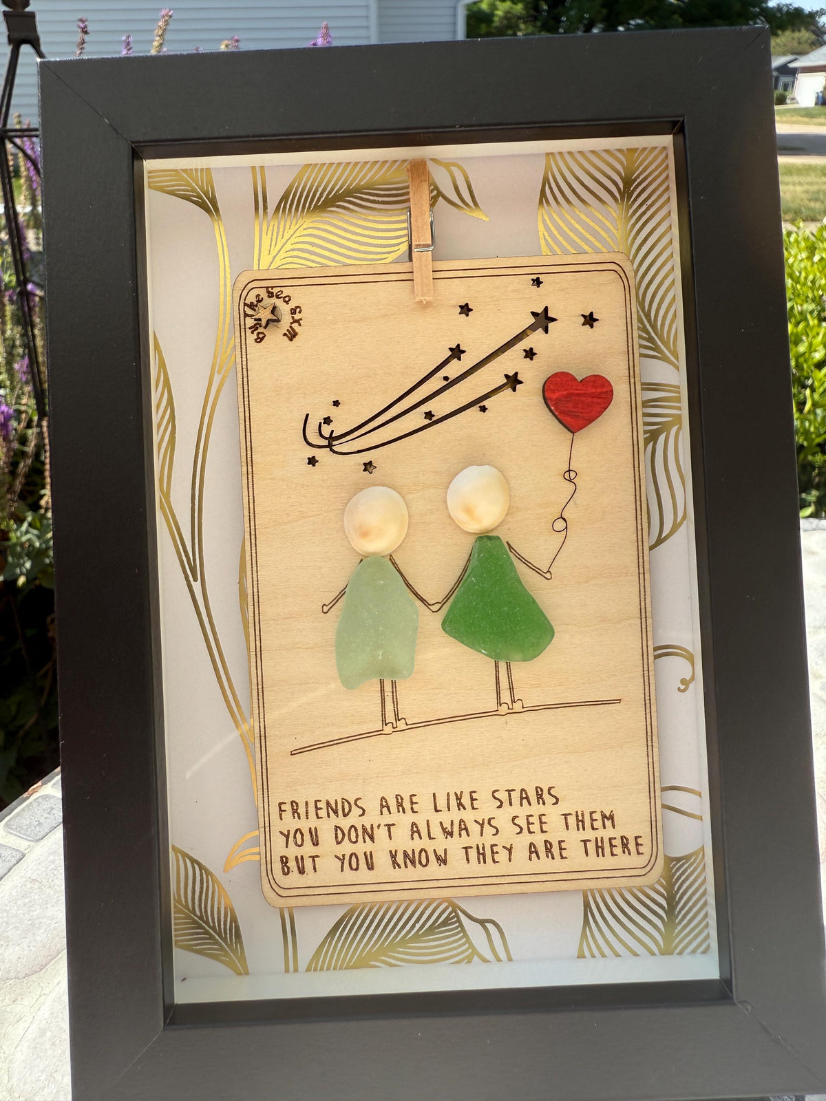 Friends Are Like Stars Sea Glass Art, Best Friend Gift, Personalized Friendship Keepsake, Coastal Shelf Decor, Beach House De