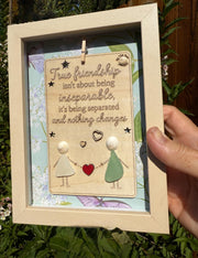 True Friendship Frame – 5x7 Sea Glass Keepsake with Quote, Handmade Personalized Gift for Best Friend, Long Distance or Farew