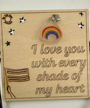 Rainbow Sea Glass Pendant: LGBTQ+ Pride Jewelry, Engraved Quote Plaque