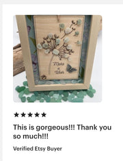 Sea Glass Art: Dandelion « Make a Wish », Butterfly - Framed Personalized Unique Friendship Birthday Gift