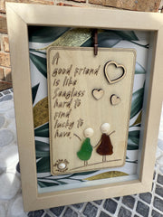 Sea Glass Friend Gift, Coastal Shelf Decor, Beach House Tabletop Decor, Handmade Friendship Keepsake