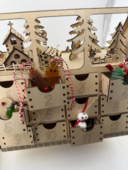 Unique Lighted Wooden Advent Calendar – Rustic Christmas Countdown Decoration, Holiday Family Tradition Limited Edition