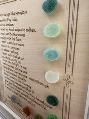 I Want to Age Like Sea Glass Poem | Framed Sea Glass Coastal Art | Inspirational Birthday Gift for Mom, Friend, Sister, Beach