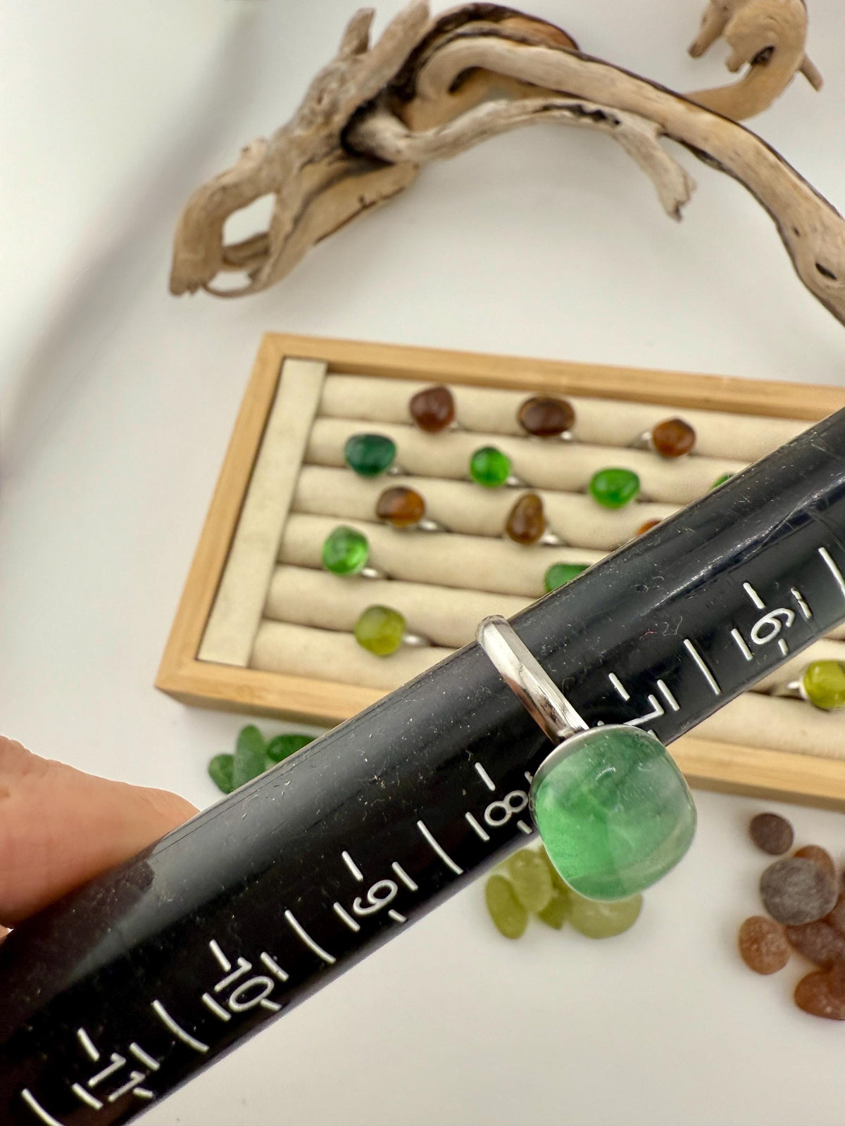 Adjustable Sea Glass Ring – Handmade Caribbean Ocean Jewelry
