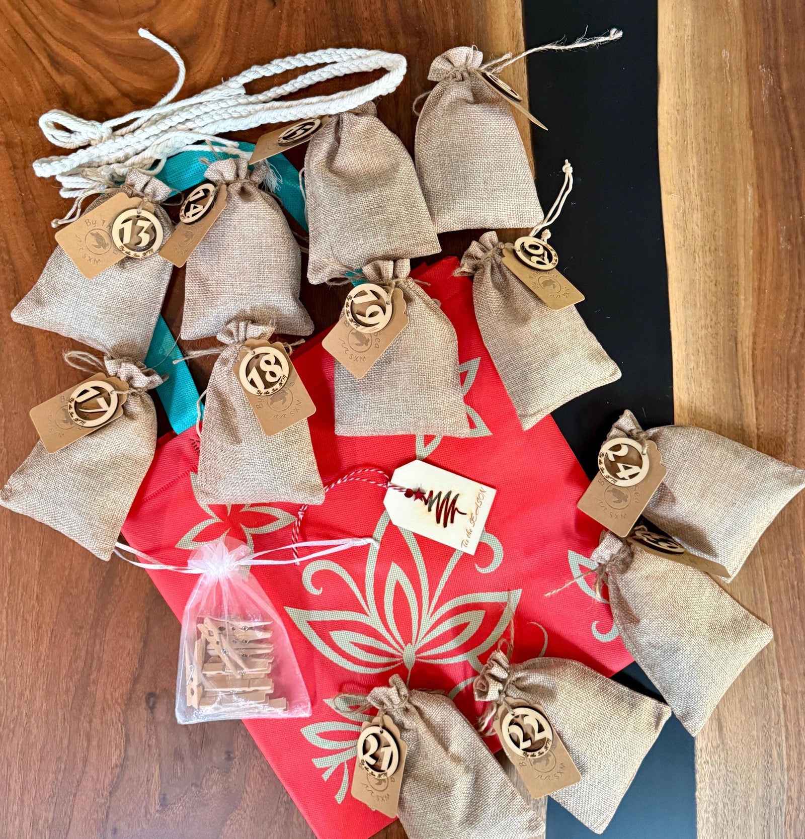 Christmas Advent Calendar, 12-Day Holiday Countdown, Handmade Sea Glass Ornaments, Festive Gift Set