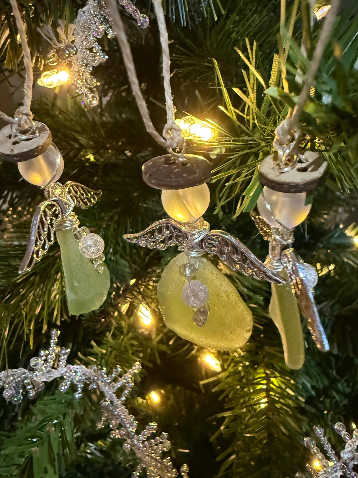 Sea Glass Angel Christmas Ornament:  Coastal Beach Decor