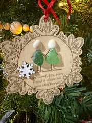 Sea Glass Friendship Ornament, Handmade Christmas Tree Decoration