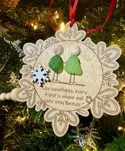 Sea Glass Friendship Ornament, Handmade Christmas Tree Decoration