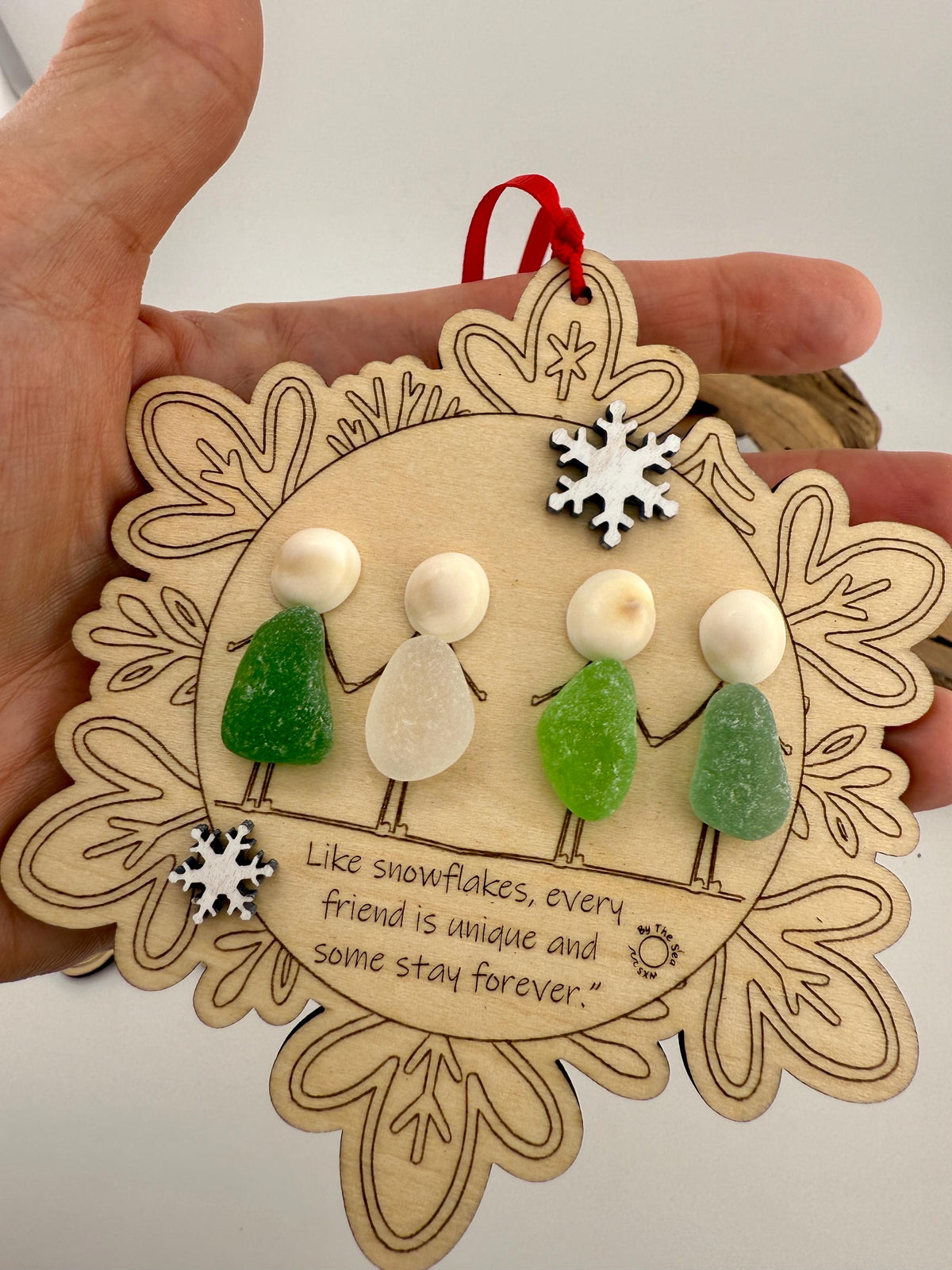 Sea Glass Friendship Ornament, Handmade Christmas Tree Decoration