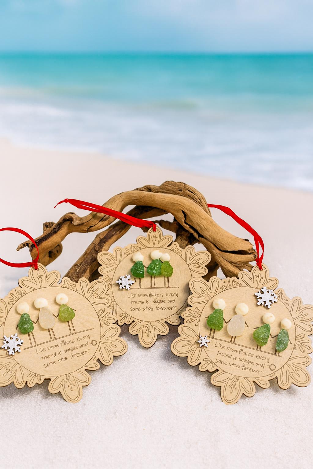Sea Glass Friendship Ornament, Handmade Christmas Tree Decoration