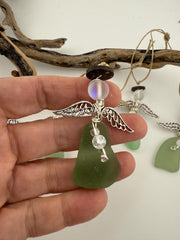Sea Glass Angel Christmas Ornament:  Coastal Beach Decor