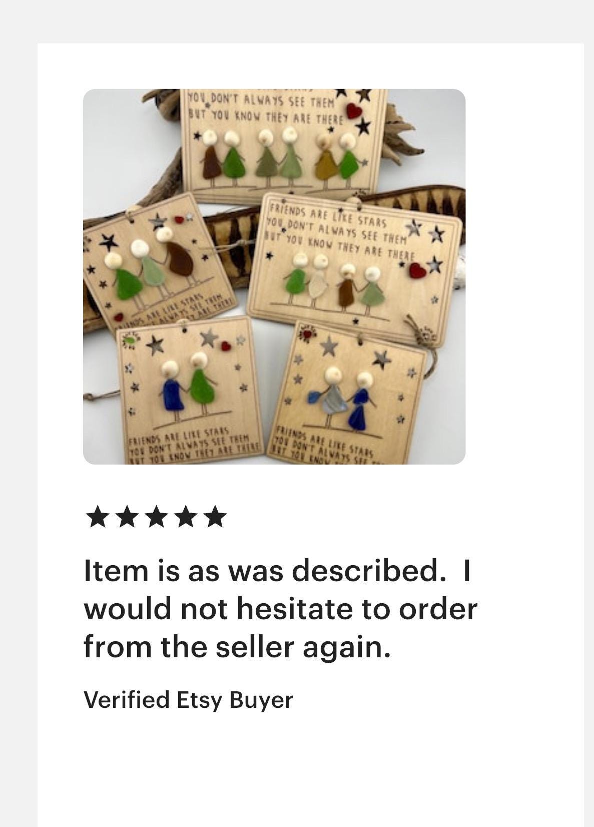 Sea Glass Friendship Ornament, Friends are like Stars, Personalized BFF Group Gift, Handmade Wooden Art