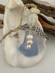 Sea Glass Angel Christmas Ornament:  Coastal Beach Decor