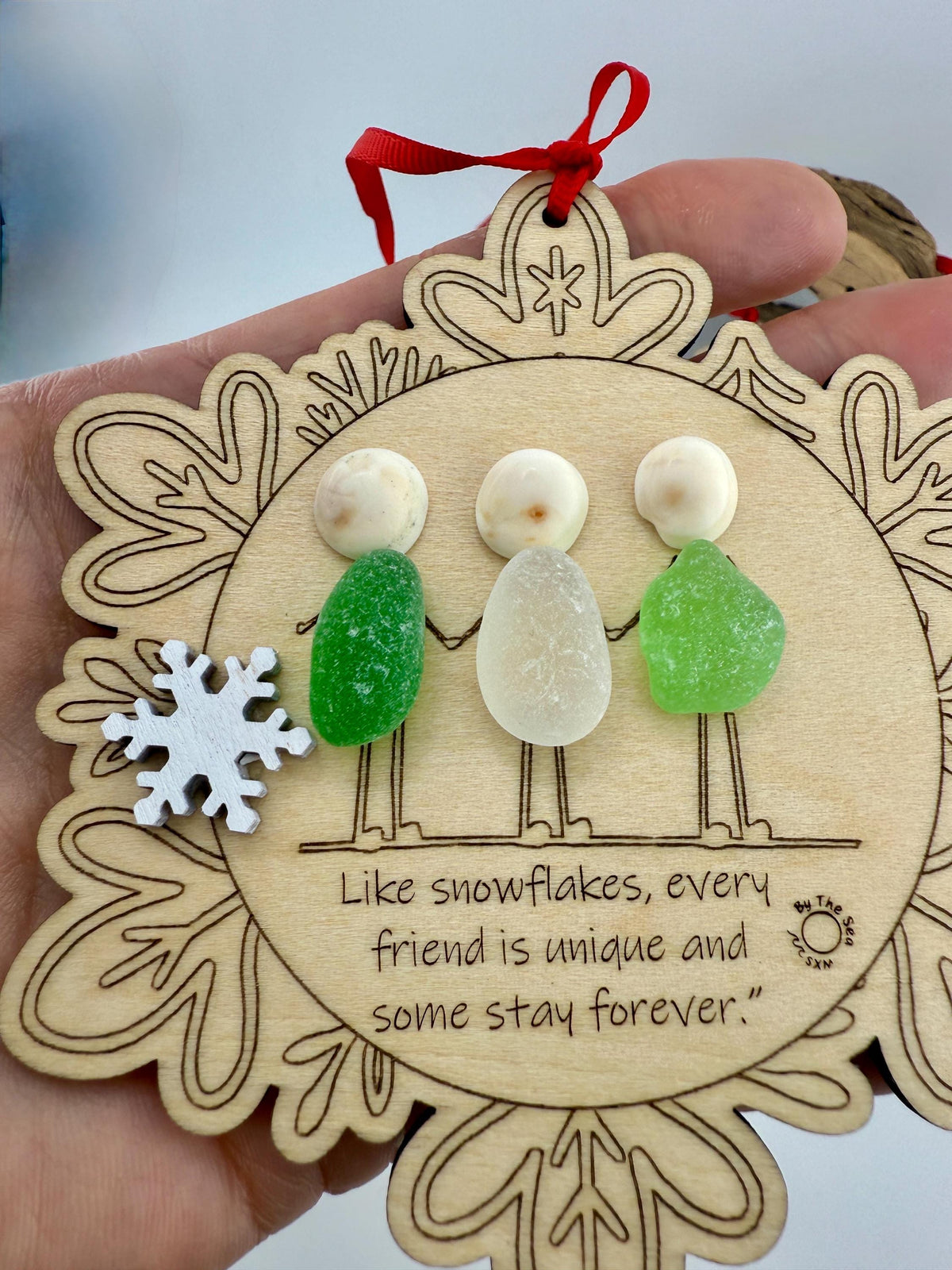 Sea Glass Friendship Ornament, Handmade Christmas Tree Decoration
