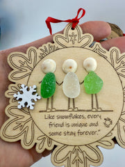 Sea Glass Friendship Ornament, Handmade Christmas Tree Decoration