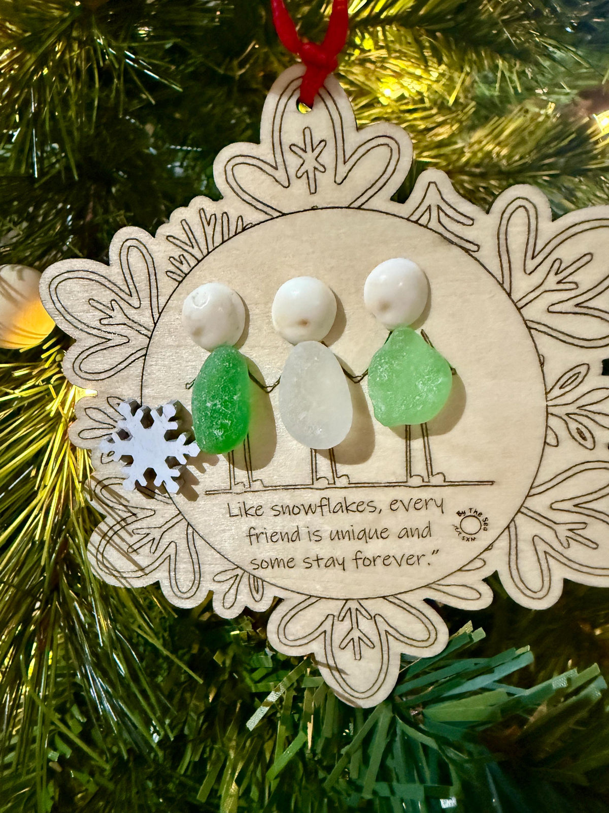 Sea Glass Friendship Ornament, Handmade Christmas Tree Decoration