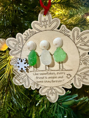 Sea Glass Friendship Ornament, Handmade Christmas Tree Decoration