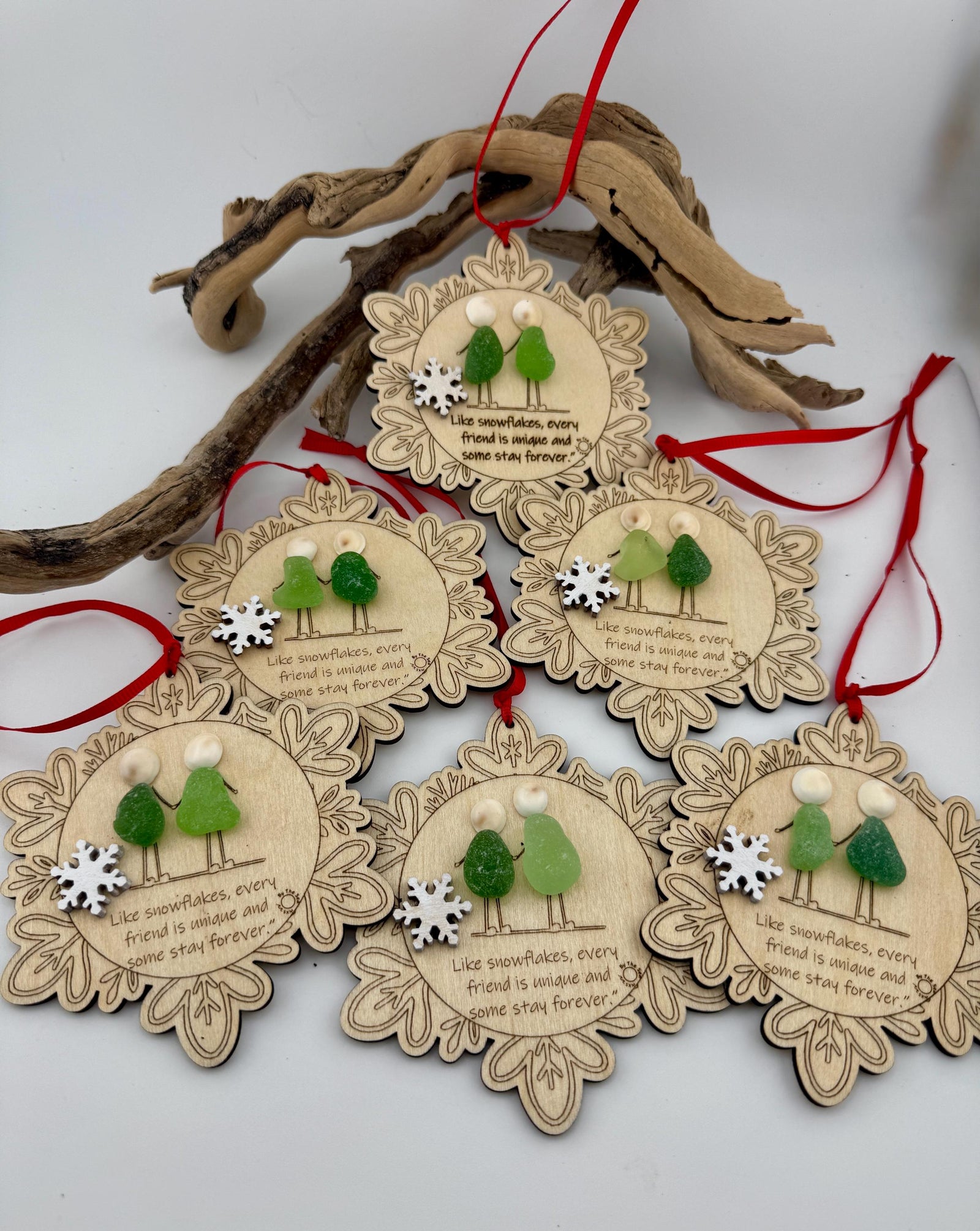 Sea Glass Friendship Ornament, Handmade Christmas Tree Decoration