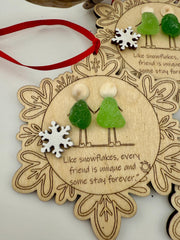 Sea Glass Friendship Ornament, Handmade Christmas Tree Decoration