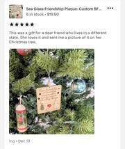 Sea Glass Friendship Plaque: Custom BFF Engraved Keepsake (Christmas) Ornament