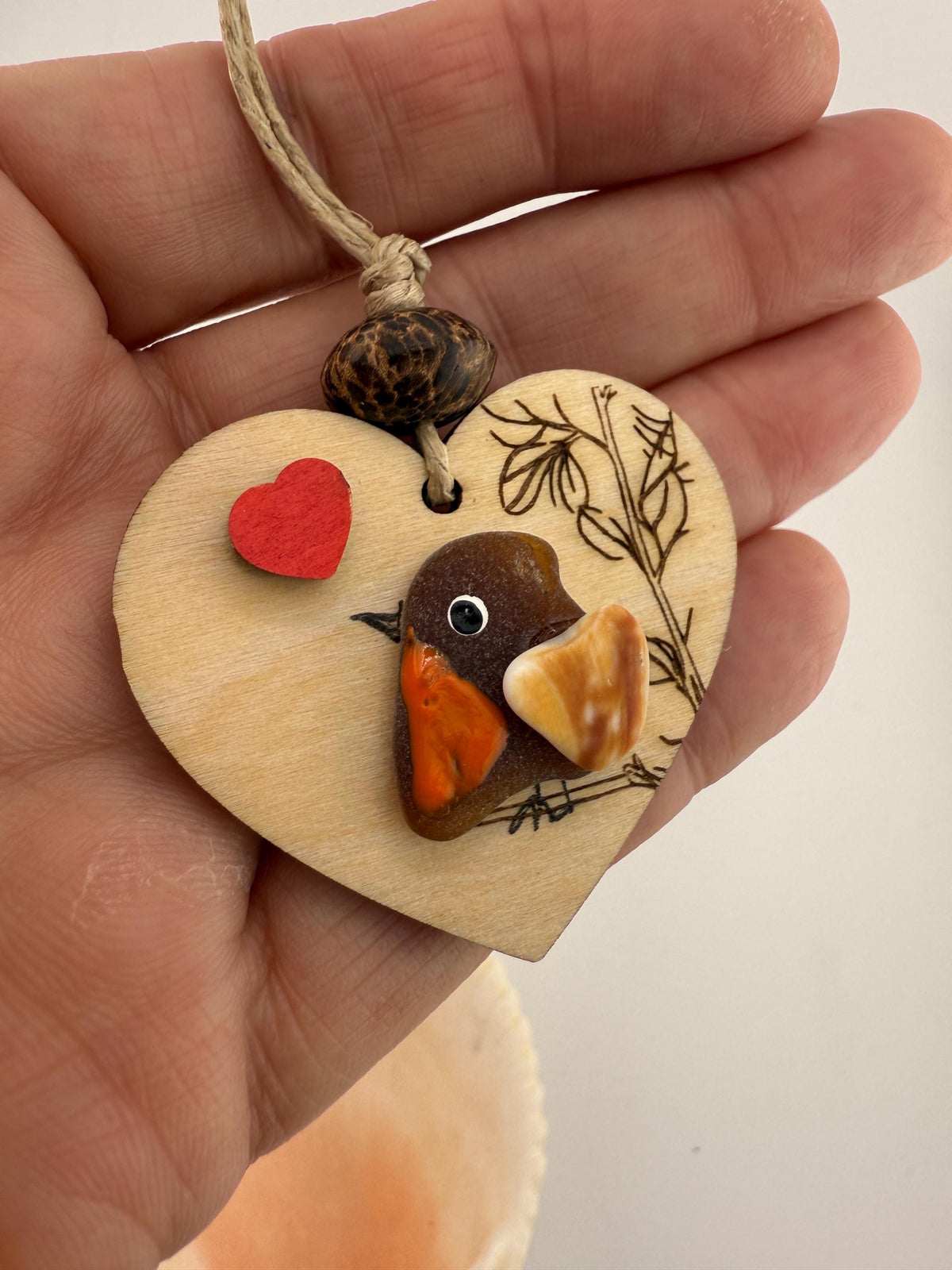 Sea Glass Bird Ornament, Coastal Christmas Ornament, Handmade Beach Decor, Bird Lover Gift