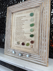 I Want to Age Like Sea Glass Poem | Framed Sea Glass Coastal Art | Inspirational Birthday Gift for Mom, Friend, Sister, Beach