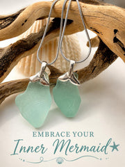 Mermaid Tail Sea Glass Necklace, Authentic Caribbean Sea Glass Pendant, Real Beach Glass Jewelry, Embrace Your Inner Mermaid