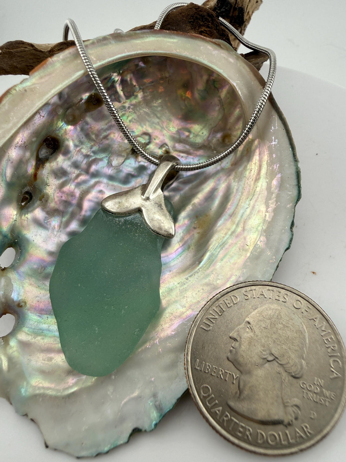 Mermaid Tail Sea Glass Necklace, Authentic Caribbean Sea Glass Pendant, Real Beach Glass Jewelry, Embrace Your Inner Mermaid