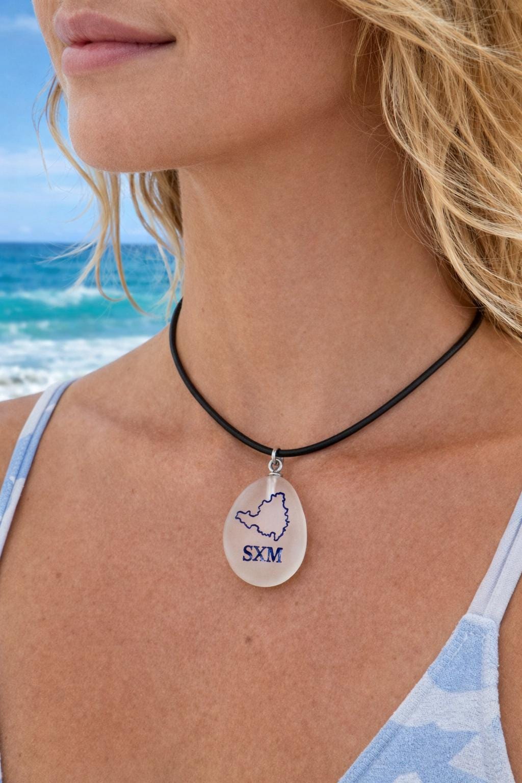 Authentic St Martin Sea Glass Necklace, Key Chain or Bracelet, SXM Island Jewelry, Real Caribbean Sea Glass Souvenir Gift