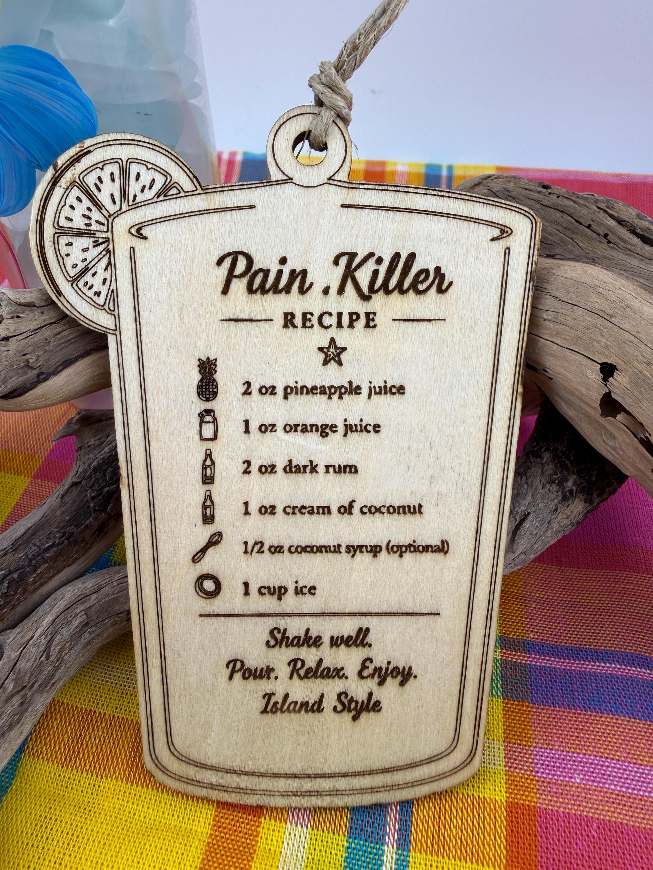 Caribbean Ice Cocktail Ornament Set, Real Sea Glass Christmas Ornaments, Mojito Piña Colada Ti Punch Pain Killer Decor